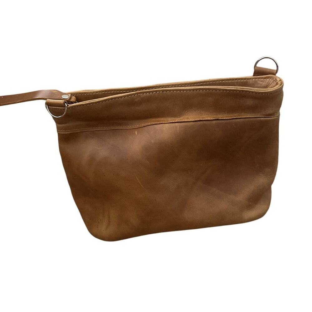 Epiphanie Distressed Leather Crossbody Camera Bag Cognac Brown No Strap 12x9